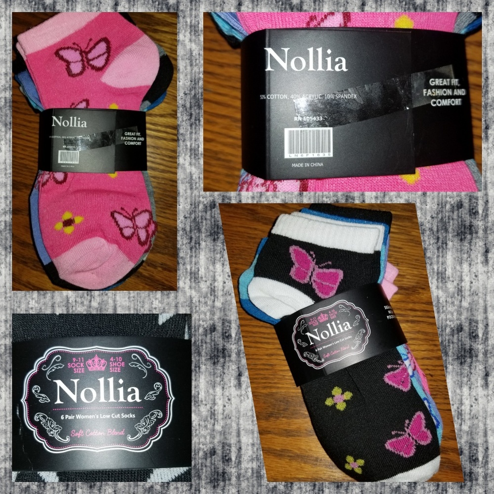 LAST PK 🦋 BUTTERFLY 6 pr low cut ankle socks - Picture 4 of 8
